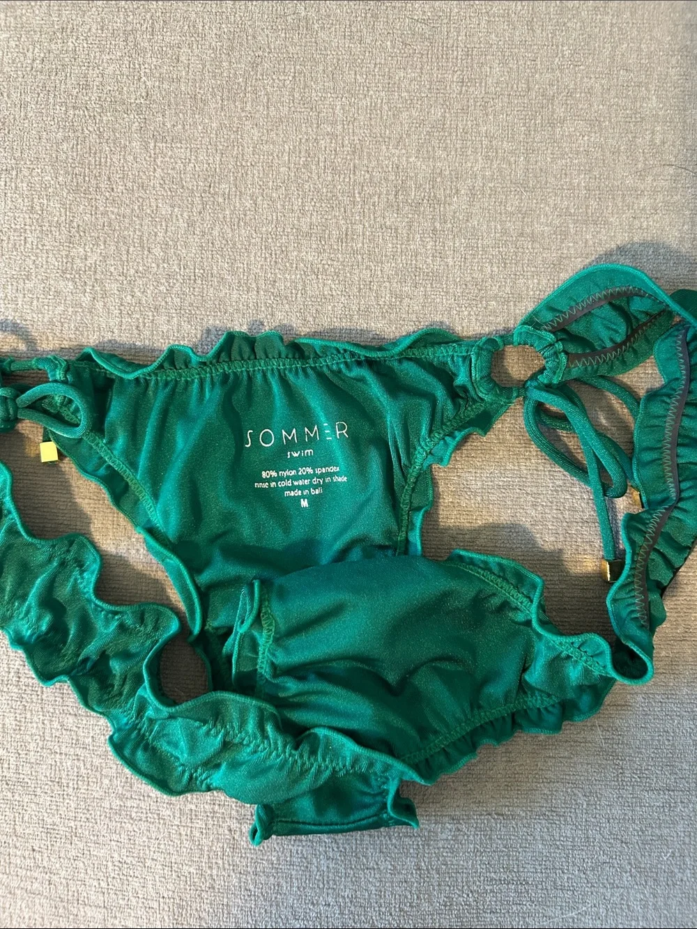 Sommer Swim Josephine Emerald Green Ruffle Bikini Bottom - Picture 2 of 3